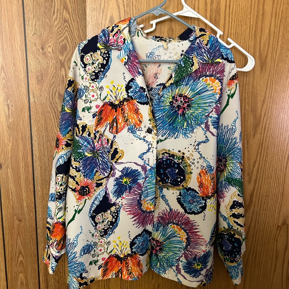 Vintage long sleeve colorful blouse